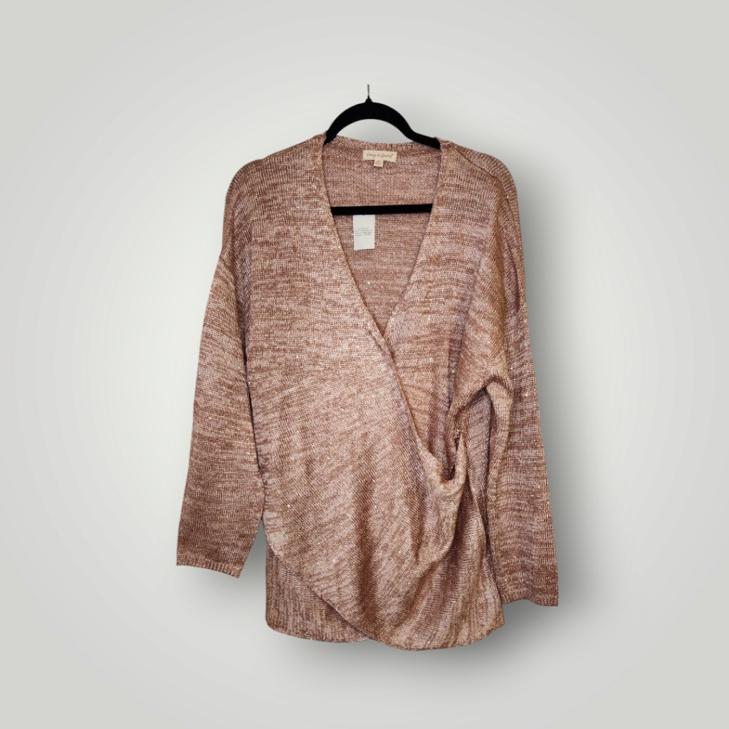 Song N Spirit Front Cross Glittery Knit Sweater Size Xxl